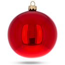 Set of 4 Glossy Red Glass Ball Christmas Ornaments 4 Inches