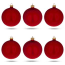 Set of 6 Matte Red Glass Ball Christmas Ornaments 3.25 Inches