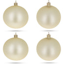 Set of 4 Beige Glass Ball Christmas Ornaments 4 Inches