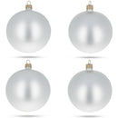 Set of 4 Matte White Glass Ball Christmas Ornaments 4 Inches