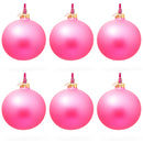Set of 6 Solid Pink Glass Ball Christmas Ornaments 3.25 Inches