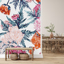 Fashionable Floral Wallpaper on White Background Tasteful