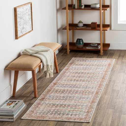 Rust Maligaya Distressed Washable Area Rug