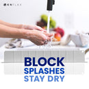 KN FLAX Sink Water Splash Guard - Silicone Anti Splatter Water Protector for Kitchen Bathroom & Island Sinks - Strong Attached Sticker Strip Base - Premium Faucet Basin Accessories - Baffle Board