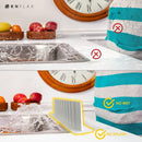 KN FLAX Sink Water Splash Guard - Silicone Anti Splatter Water Protector for Kitchen Bathroom & Island Sinks - Strong Attached Sticker Strip Base - Premium Faucet Basin Accessories - Baffle Board