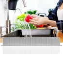 KN FLAX Sink Water Splash Guard - Silicone Anti Splatter Water Protector for Kitchen Bathroom & Island Sinks - Strong Attached Sticker Strip Base - Premium Faucet Basin Accessories - Baffle Board