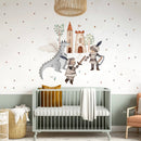 Knights, Castle and Dragon Vintage decals - Fabric Nursery Wall Art Decals