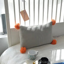 Knit cushion cover set blue orange & grey living room pom poms