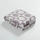 Knitted checkboard smile face gray & white blanket bedroom throw