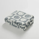 Knitted checkboard smile face gray & white blanket bedroom throw