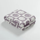Knitted checkboard smile face gray & white blanket bedroom throw