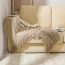 Knitted geometric throw blanket bedroom textured pastel softness