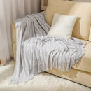 Knitted geometric throw blanket bedroom textured pastel softness