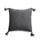 Knitted grey ivory geometric pillow cover set living room tassels