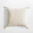Knitted grey ivory geometric pillow cover set living room tassels