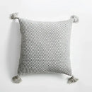 Knitted grey ivory geometric pillow cover set living room tassels