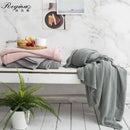 Knitted light blue bamboo cooling throw blanket – bedroom bedding