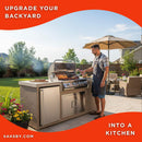 KoKoMo Grills 7FT Straight BBQ Island With Built-In BBQ And Refrigerator [Made-To-Order] (SAK46187)