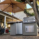 KoKoMo Grills Maui 7FT BBQ Island With 33-Inch Round Bar, LED Lights And Built-In BBQ [Made-To-Order] (SAK25961)