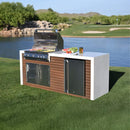 KoKoMo Grills Professional Shiplap Outdoor Kitchen Island With Waterfall Edge, Built-In Grill, And Refrigerator [Made-To-Order] (SAK65125)