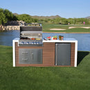 KoKoMo Grills Professional Shiplap Outdoor Kitchen Island With Waterfall Edge, Built-In Grill, And Refrigerator [Made-To-Order] (SAK65125)