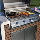 KoKoMo Grills Professional Shiplap Outdoor Kitchen Island With Waterfall Edge, Built-In Grill, And Refrigerator [Made-To-Order] (SAK65125)
