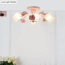 DecorBites™ Korean Garden Flower Frost Glass Ceiling Mounted Light for Bedroom