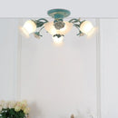 DecorBites™ Korean Garden Flower Frost Glass Ceiling Mounted Light for Bedroom