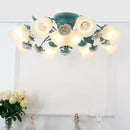 DecorBites™ Korean Garden Flower Frost Glass Ceiling Mounted Light for Bedroom