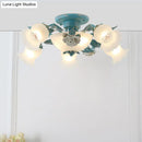 DecorBites™ Korean Garden Flower Frost Glass Ceiling Mounted Light for Bedroom