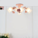 DecorBites™ Korean Garden Flower Frost Glass Ceiling Mounted Light for Bedroom