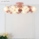 DecorBites™ Korean Garden Flower Frost Glass Ceiling Mounted Light for Bedroom