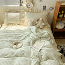 Korean grid lace blue & white gingham bedding set bedroom duvet cover