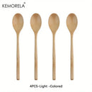 Korean style natural and dark brown wooden spoon set dining room