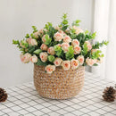 Korean style pink & white artificial roses bouquet living room decor