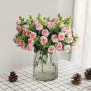 Korean style pink & white artificial roses bouquet living room decor