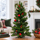 Ukrainian Tabletop Christmas Tree w. Straw Bows, Apples & Pine Cones 27.5 Inches