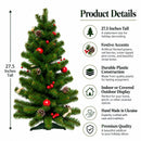 Ukrainian Tabletop Christmas Tree w. Straw Bows, Apples & Pine Cones 27.5 Inches