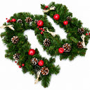 Ukrainian Christmas Garland w. Straw Bows, Apples & Pine Cones 59 Inches