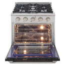 Kucht 30" Gas Range in Stainless Steel, Black Oven Door, KNG301-K