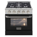 Kucht 30" Gas Range in Stainless Steel, Black Oven Door, KNG301-K