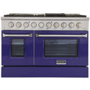 Kucht 48" Propane Range in Stainless Steel, Blue Doors, KNG481/LP-B