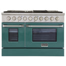 Kucht 48" Propane Range in Stainless Steel, Green Doors, KNG481/LP-G