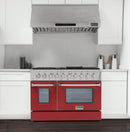 Kucht 48" Propane Range in Stainless Steel, Red Doors, KNG481/LP-R