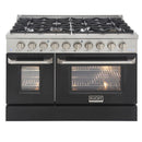 Kucht 48" Propane Range, Stainless Steel, Black Doors, KNG481/LP-K