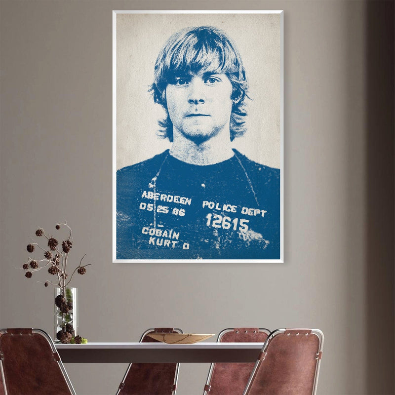 Kurt Cobain Mugshot Blue Canvas