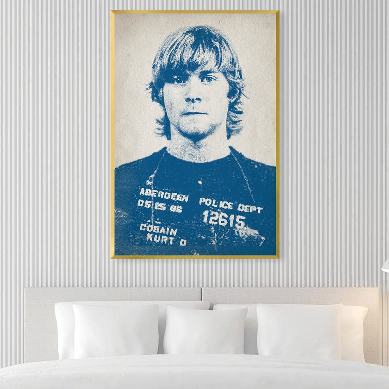 Kurt Cobain Mugshot Blue Canvas