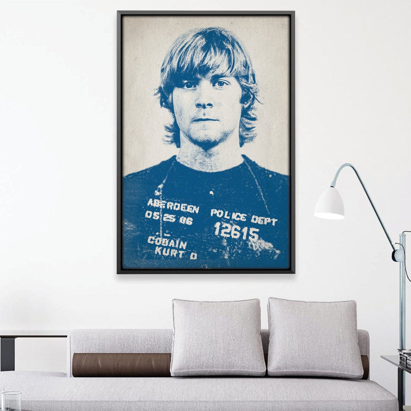 Kurt Cobain Mugshot Blue Canvas