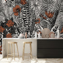 Modish Black and White Leaves Wallpaper Tasteful