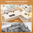 58 Inch L Shaped Desk With LED Light For Home Office